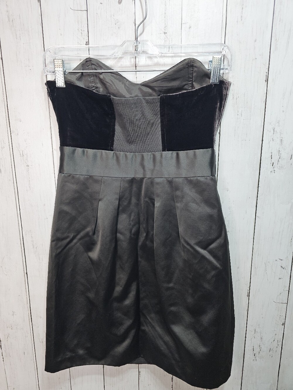 Theory Women's Chanesa Charcoal Gray Strapless Velvet Satin Mini Dress Size 4. - Picture 7 of 10